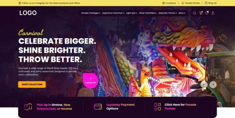 Carnival Dark Theme Ecommerce Website UI Design