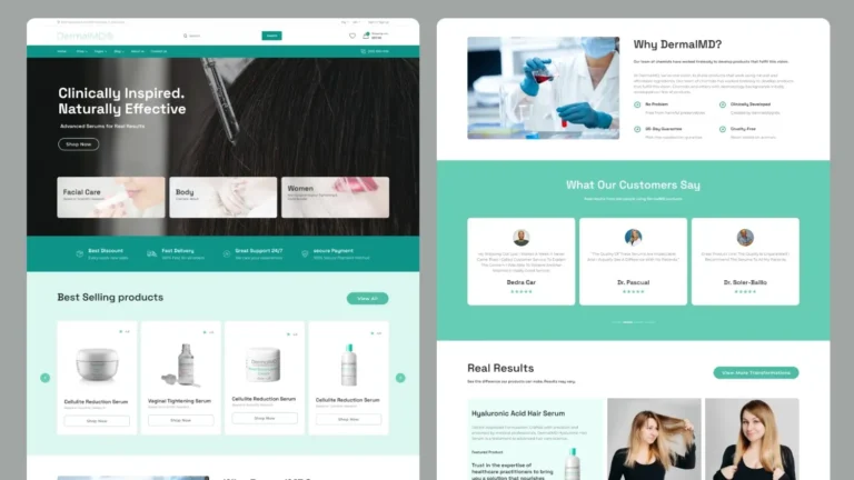 Skin Product Landing page UI Design
