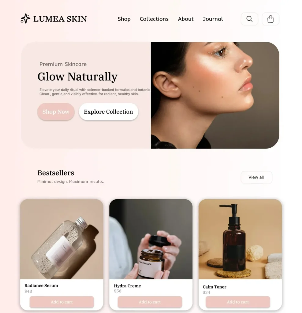 Skin Care Product Landing Page UI Design